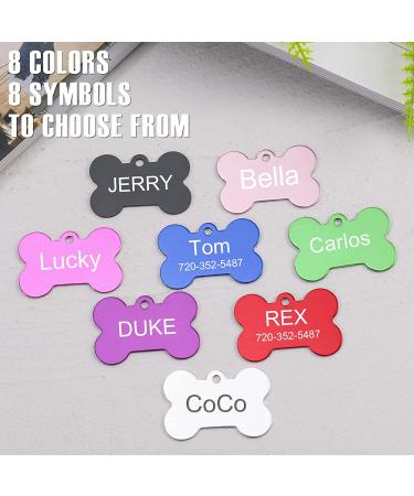 Nibana Personalized Pet ID Tags - Engraved Aluminum Name Tags for Dogs & Cats - Double Sided Pet Collar Accessories - Set of 8 (Bone) - Buy Online on GoSupps.com