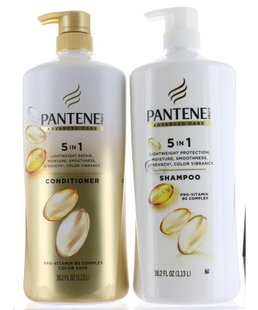 Set Pantene Advanced Care Shampoo and Conditioner 5 in 1 Moisture, Strength, Smoothness, Pro-vitamin B5 Complex 38.2 FL/OZ each - Packaging May Vary Shampoo and Conditioner Set