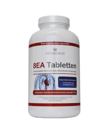 8 Essential Amino Pattern 8ea-Amino acids 240 vegan tablets in optimal ratio L-Leucin L-Valin L-Isoleucin L-Phenylalanin L-Lysine L-threonine L-Methionine and L-Tryptophan