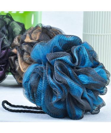 Lurrose Double Color Exfoliating Body Scrubber 4pcs - Loofah and Shower Sponge Pouf for Adult, Kid, Child - Bath Ball Set - Buy Online on GoSupps.com