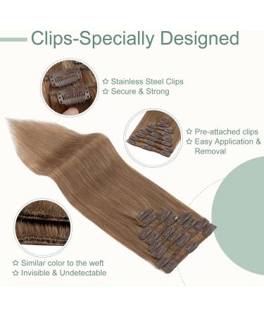 Clip in Hair Extensions Real Human Hair 8 Pieces Hair Extensions Clip in 20" Clip in Hair Extension Human Hair 70g Human Hair Extensions (Thin Weft) #12 Golden Brown - Buy Online on GoSupps.com