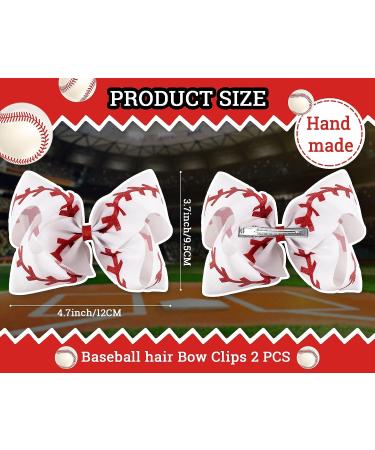 Whaline 2Pcs Softball Glitter Hair Bow Clips - Red and White Baseball Cheer Accessories for Girls - Buy Online on GoSupps.com