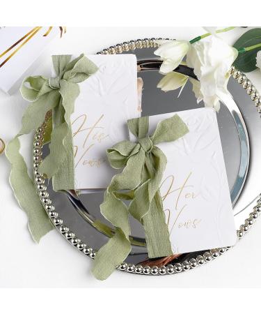 His and Hers Vow Books with Silk Ribbons - Wedding Keepsake Gift for Bride and Groom | 28 Pages Gold Gilded Set of 2 (Green) - Perfect Wedding Essential - Buy Online on GoSupps.com
