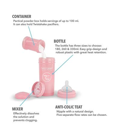 Twistshake Anti-Colic 260ml/8oz Pastel Grey - Reduce Colic and Comfort Your Baby - Buy Online on GoSupps.com