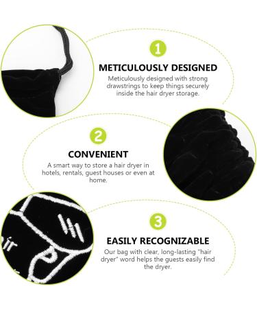 OHPHCALL 2sets Storage Bag Hair Dryer Dust Bag Pouch Travel Hair Dryer Gym Bag Flocking Cloth Black 2pcs*2 - Buy Online on GoSupps.com