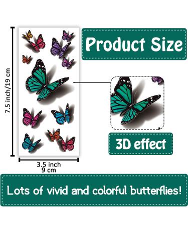 Cerlaza 78 Styles Temporary Tattoos for Women - 3D Butterfly & Flower Stickers, Waterproof & Long Lasting - Realistic Tatuajes Temporales for Adults - Buy Online on GoSupps.com