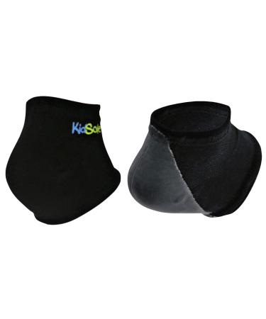 KidSole Gel Heel Strap for Kids with Heel Sensitivity from Severs Disease, Plantar Fasciitis. (Black) (Kids Sizes 1-6, Black) 2 Pair (Pack of 1) Black