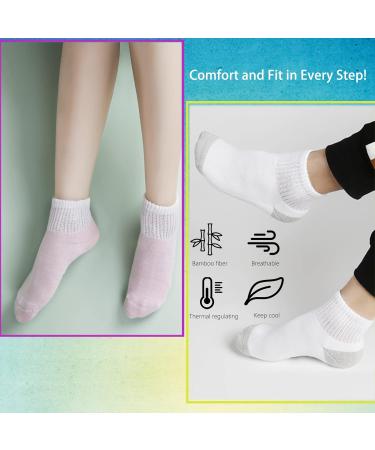 Athlemo Bamboo Diabetic Socks 6 Pairs - No-Binding Ankle White - Men & Women (Size 10-13) - Buy Online on GoSupps.com