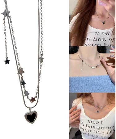 Stylish Star & Heart Necklace Set | Oralgo | Shimmering Zirconia Jewelry for Every Occasion - Buy Online on GoSupps.com