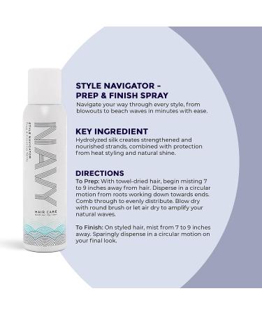 Navy Hair Care Heat Protectant Spray 4 oz - Styling & Finishing Spray for Women | Travel Size UV Protection Hairspray | Style Navigator - Prep & Finish - Buy Online on GoSupps.com