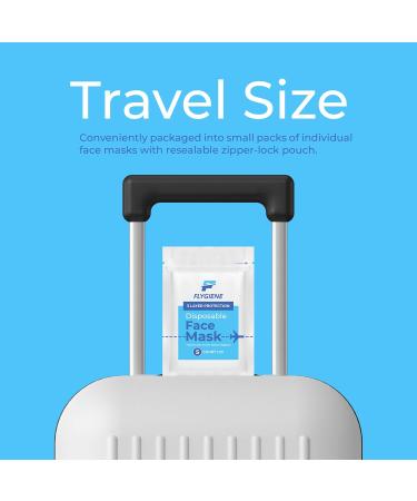 Travel Size Face Mask - 3 Ply Blue Disposable Face Masks for Adults - TSA Approved for Air Travel - 25 Count (5 Packs of 5) - Breathable & Comfortable - Buy Online on GoSupps.com