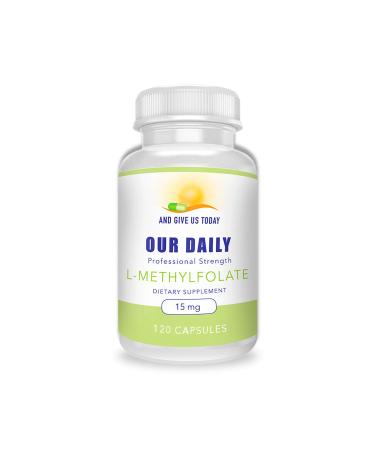 Our Daily Vites L-Methylfolate 15 mg / 15000 mcg Maximum Strength Active Folate 5-MTHF Filler Free Gluten Free Non-GMO Vegetarian Capsules (4 Months Supply) (120) 120 Count (Pack of 1)