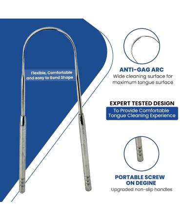 Buy Tongue Scraper for Adults (2 Pack) - Stainless Steel Travel Cases Eliminate Bad Breath | Effective Oral Hygiene Tool - Buy Online on GoSupps.com