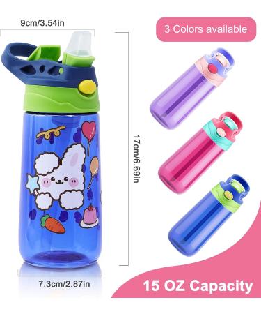 ROISDIYI Kids Water Bottle with Straw - 16oz 3 Pack, Spill Proof & Ideal for Travel - Easy Clean, Dishwasher Safe - Press Button for Pop Up Straw - Buy Online on GoSupps.com