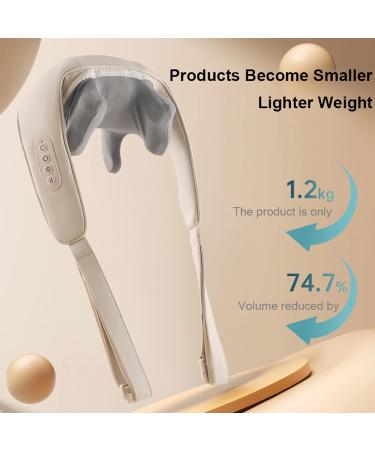 Neck & Shoulder Shiatsu Massage Device with Heat - Electric Silicone Massage for Back Legs & Feet - Versatile & Comfortable Off-White Design - Buy Online on GoSupps.com