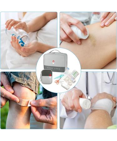 Medicine Pocket Travel Pharmacy Bag - Large Capacity Waterproof Emergency Storage | 2-Pack Gray First Aid Bags for Travel Home & Office - Buy Online on GoSupps.com