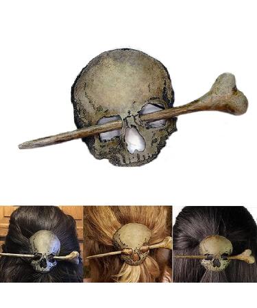 Hair Sticks Skull Hair Pin Stick Slide with Faux Bone Death Moth Hair Clip Sticks for Long Hair Accessories Hairpin Hair Fork Halloween Decoration Hair Jewelery Gifts 1