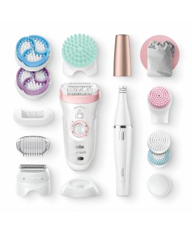 Braun Silk- pil 9 Beauty Set - Women's Epilator & Facial Hair Remover | Complete Hair Removal System with Peeling & Cleaning Tools | Model 9-995 in White/Flamingo - Buy Online on GoSupps.com