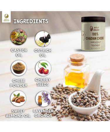 Chebe Butter with Castor Oil for Hair Growth - Organic Chad Treatment for Dry Scalp & Hair Ends | 297 GM - Buy Online on GoSupps.com