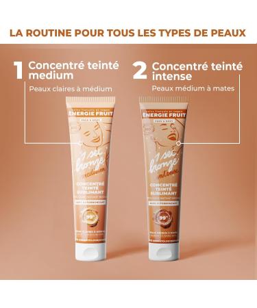 ENERGIE FRUIT - CONCENTRE TEINTE SUBLIMANT CERTIFIE BIO Ecocert - Nouvelle Teinte Peaux Claires Medium - Sans autobronzant DHA - Nacres et pigments naturels - Corps et visage - 100ML 100 ml (Lot de 1) Peaux claires medium - Buy Online on GoSupps.com