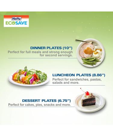 "Hefty ECOSAVE Compostable Disposable Paper Plates Dinner 10" 125 Count - Buy Online on GoSupps.com
