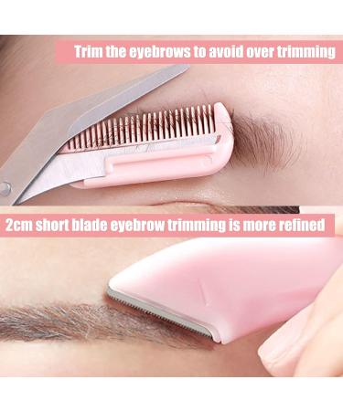 Stainless Steel Eyebrow Scissors with Comb and Trimmer Tool for Women and Girls - Pink - Buy Online on GoSupps.com