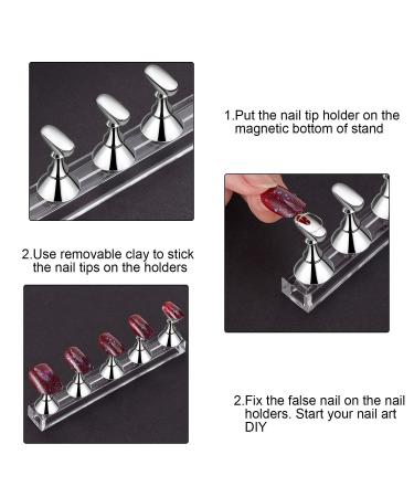 Chess Nail Display Stand - 4 Sets Acrylic Magnetic Holder for False Nails | Fingernail DIY Practice Stand - Buy Online on GoSupps.com