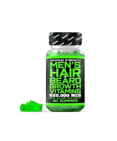 BBS Beard Growth & Hair Growth Vitamins for Men - Maximum Strength 620000mcg Biotin - Collagen - MSM - Keratin - Bamboo Extract - Multivitamin Gummies (Made by Best Beard Stuff USA)
