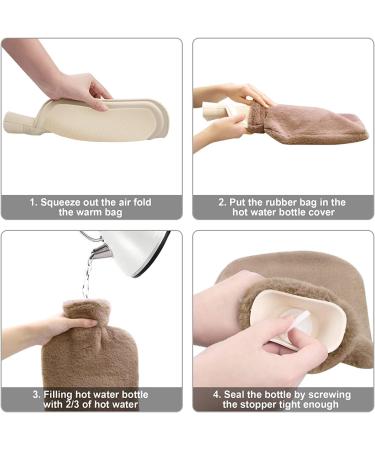 Opamoo 2L Hot Water Bottle with Plush Cover | Natural Rubber Heat Bottle for Ultimate Comfort & Warmth | Removable & Washable | Brown - Buy Online on GoSupps.com