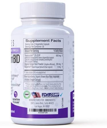 Theracurmin BID 300mg - Curcumin 90mg per Cap & Ginger Bioperine - 60ct Bottle - Buy Online on GoSupps.com