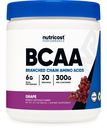 Nutricost BCAA Powder (Grape 30 Servings) - Optimal 2:1:1 Ratio Vegetarian Non-GMO