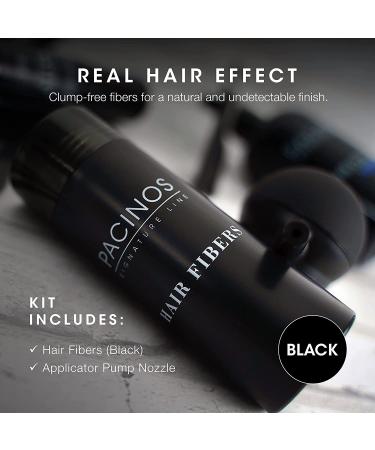 Pacinos Black Hair Fibers - Fuller Appearance & Concealed Thinning Hair, Bald Spots - Applicator Pump Nozzle Included - Buy Online on GoSupps.com
