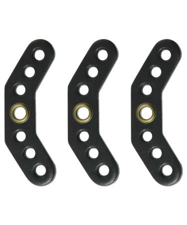 WHYHKJ 3pcs Black Leather Bow Yoke with Metal Grommet Bow Sling Strap Leather Yoke Bracket Mount for Compound Bow Wrist Sling