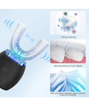 EGGIS Automatic U-Shaped Ultrasonic 360 Toothbrush with Whitening Blue Light - IPX7 Waterproof, Wireless Charging - Black - Buy Online on GoSupps.com