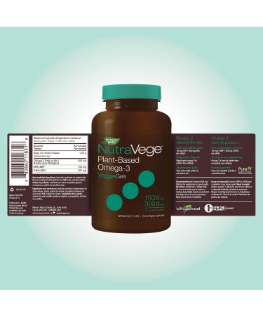 Nature's Way NutraVege Plant-Based Omega-3 VeggieGels Vegan-Friendly Omega-3 Supplement with 300mg DHA + 150mg EPA Fresh Mint Flavour Support Heart Eyes and Brain Function in Adults 30 Softgels Fresh Mint 30 count (Pack of 1) - Buy Online on GoSupps.com