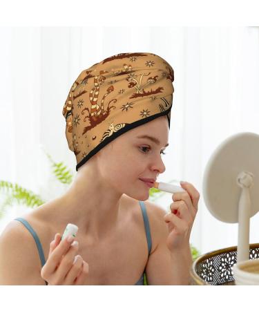 Buy Hair Towel Wrap - Quick Drying Hair Turban with Button | Soft & Absorbent (Brown Mushrooms) - International Shipping Available - Buy Online on GoSupps.com