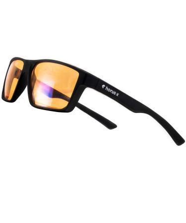 HORUS X  Blue Light Blocking Gaming Glasses - Professional Screen Filter Anti Glare Fatigue and Eyestrain - Men and Women Amber