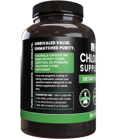 Chlorella 1240mg (365 Capsules) - Pure Original Ingredients | Lab Verified, No Magnesium or Rice Fillers - Buy Online on GoSupps.com