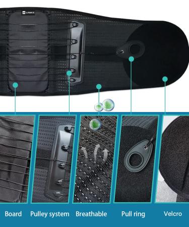 LAMAX Lower Back Brace for Immediate Relief - Disc Herniation, Lumbar Strain - Adjustable and Breathable - Black (Large) - Men and Women - Buy Online on GoSupps.com