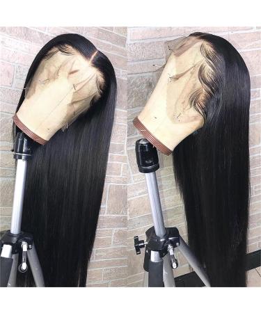 Lace Front Human Hair Wig 13x4 Straight for Black Women - Brazilian Virgin Hair, Pre Plucked, 180% Density, 22 Inch Natural Black - Buy Online on GoSupps.com