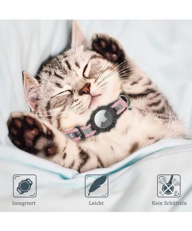 Jiarui Reflective AirTag Cat Neck Band - Adjustable GPS Collar for Cats & Puppies XS 7-9 inch - Pink - Buy Online on GoSupps.com