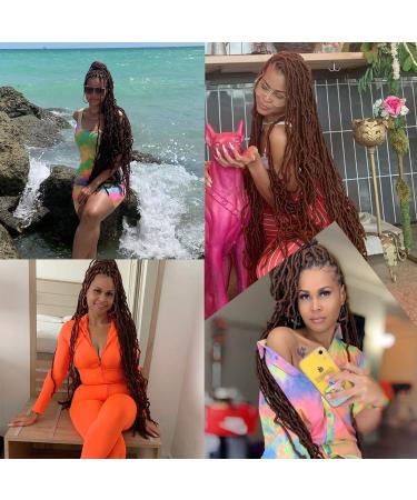 Xtrend 5Packs 36 Inch Nu Faux Locs Crochet Hair Dark Brown Natural Goddess Faux Locs Soft Locs Wavy Dreadlock Crochet Hair Extensions 14strands/pack for Black Women 30# 36 Inch (Pack of 5) 30# - Buy Online on GoSupps.com