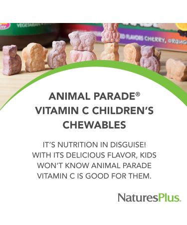 NaturesPlus Animal Parade Vitamin C Chewable Tablets for Kids - Vegan Gluten-Free - Natural Orange Flavor - 90 Animal-Shaped Tablets (Pack of 2) - Boost Immunity - Buy Online on GoSupps.com