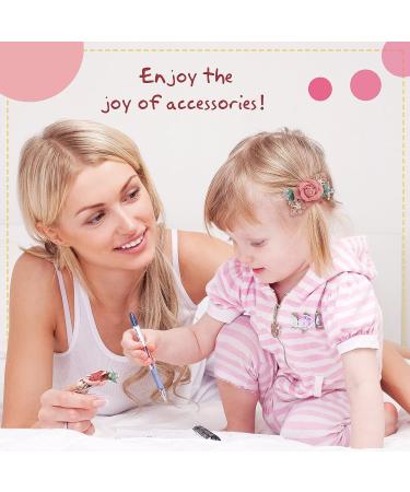 9-Piece Retro Style Flower Clips Hair Accessories for Girls - Pink Hair Bows Barrettes for Baby Toddler Teen Gifts - Buy Online on GoSupps.com