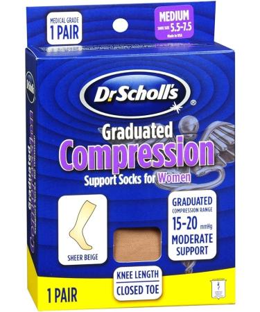 Dr. Scholl's Women's Sheer Moderate Support Socks - Beige - Size 8-12 - Buy Online on GoSupps.com