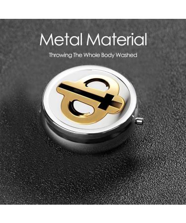 Golden Pattern Round Pill Box - 3 Compartment Portable Organizer for Travel - Buy Online on GoSupps.com