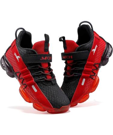 JMFCHI Kids' Knitted Mesh Sports Shoes - Lightweight Breathable Running Sneakers for Boys and Girls - Black/Red-8100 - Buy Online on GoSupps.com