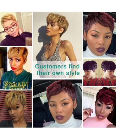 VRZ Human Hair Short Pixie Wig with Bangs - Black Layered Wavy Pixie Cut for Women - Buy Online on GoSupps.com