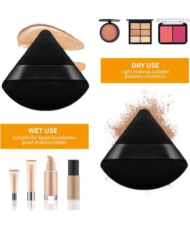 12pc Triangle Powder Puff Makeup Sponges with Strap - Soft Velour Beauty Tool for Mineral Powder & Foundation - Black - Buy Online on GoSupps.com