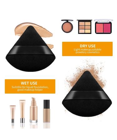 Triangle Powder Puff Makeup Sponge Set - Soft Velour Powders Puffs for Mineral Powder, Body & Loose Powder - Black, 2 Pcs - Buy Online on GoSupps.com